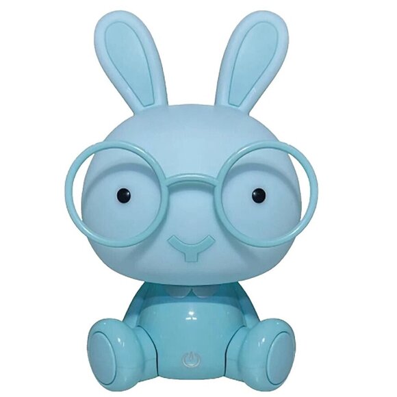 NEW Kawaii Blue Bunny with Glasses Table Lamp for Kids Room or Nursery - Picture 1 of 3
